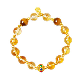 Buddha Gift 925 Sterling Silver Fu Character Citrine Tiger Eye Protection Bracelet