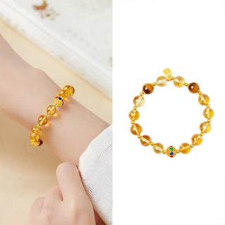 Buddha Gift 925 Sterling Silver Fu Character Citrine Tiger Eye Protection Bracelet