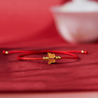 Buddha Gift 999 Sterling Silver Butterfly Red String Strength Bracelet