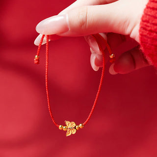 Buddha Gift 999 Sterling Silver Butterfly Red String Strength Bracelet