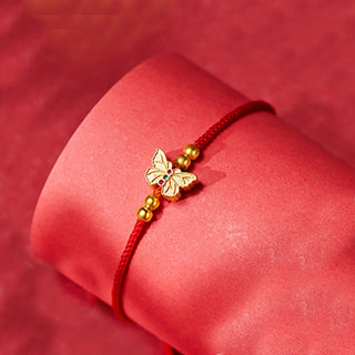 Buddha Gift 999 Sterling Silver Butterfly Red String Strength Bracelet