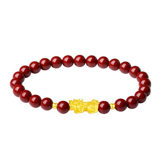 Buddha Gift 999 Gold 5D Hard Gold Cinnabar PiXiu Calm Bracelet