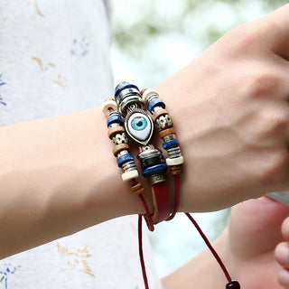 Buddha Gift Tibetan Evil Eye Leather Adjustable Protection Bracelet