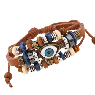 Buddha Gift Tibetan Evil Eye Leather Adjustable Protection Bracelet