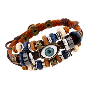Buddha Gift Tibetan Evil Eye Leather Adjustable Protection Bracelet