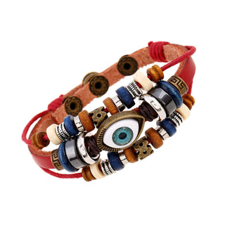 Buddha Gift Tibetan Evil Eye Leather Adjustable Protection Bracelet