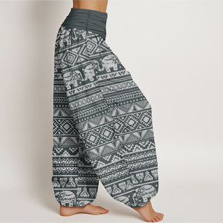 Buddha Gift Pure Cotton Casual Elephant Geometric Figure Women's Elastic Waist Harem Pants
