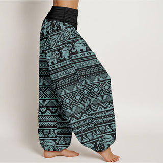 Buddha Gift Pure Cotton Casual Elephant Geometric Figure Women's Elastic Waist Harem Pants