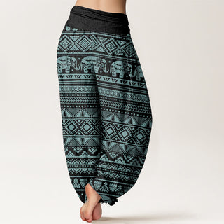 Buddha Gift Pure Cotton Casual Elephant Geometric Figure Women's Elastic Waist Harem Pants