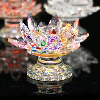 Buddha Gift Lotus Flower Crystal Candle Holder Home Office Offering Decoration