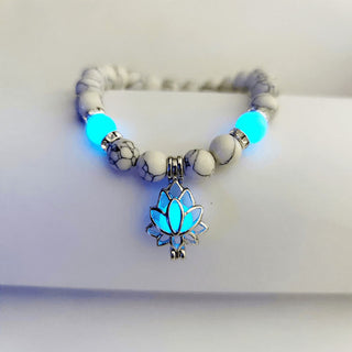 Buddha Gift Tibetan Turquoise Glowstone Luminous Bead Lotus Protection Bracelet