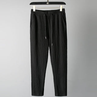 Buddha Gift 2Pcs Solid Color Wrinkle V-Neck Short Sleeve T-shirt Pants Clothing Men's Set