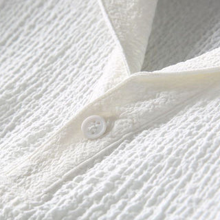 Buddha Gift 2Pcs Solid Color Wrinkle V-Neck Short Sleeve T-shirt Pants Clothing Men's Set