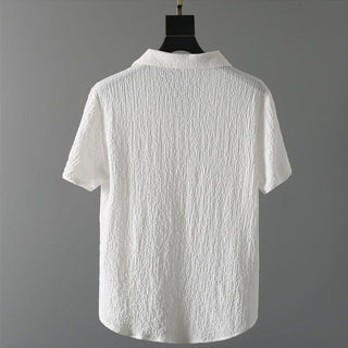 Buddha Gift 2Pcs Solid Color Wrinkle V-Neck Short Sleeve T-shirt Pants Clothing Men's Set