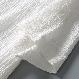 Buddha Gift 2Pcs Solid Color Wrinkle V-Neck Short Sleeve T-shirt Pants Clothing Men's Set