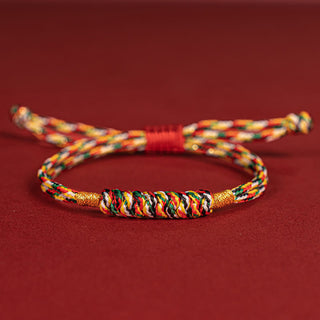Buddha Gift Handmade Braided Red String Happy Knot Flat Knot Colorful Rope Bracelet