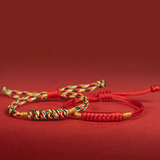 Buddha Gift Handmade Braided Red String Happy Knot Flat Knot Colorful Rope Bracelet