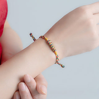 Buddha Gift Handmade Braided Red String Happy Knot Flat Knot Colorful Rope Bracelet