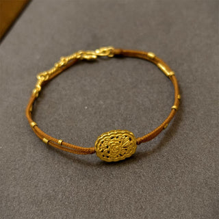 Buddha Gift Handmade Copper Gold Plated Peony String Balance Bracelet
