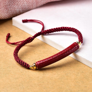 Buddha Gift Handmade Cinnabar Om Mani Padme Hum Heart Sutra Blessing Braided Bracelet