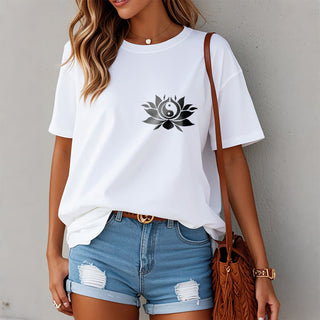 Buddha Gift Yin Yang Lotus Flower Design Tee T-shirt