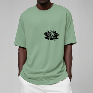 Buddha Gift Yin Yang Lotus Flower Design Tee T-shirt