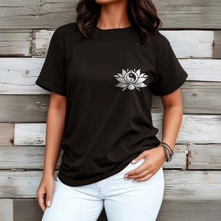 Buddha Gift Yin Yang Lotus Flower Design Tee T-shirt