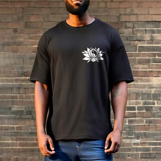 Buddha Gift Yin Yang Lotus Flower Design Tee T-shirt