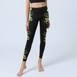 Buddha Gift Lotus Flower OM Symbol Print Gym Leggings Women's Yoga Pants