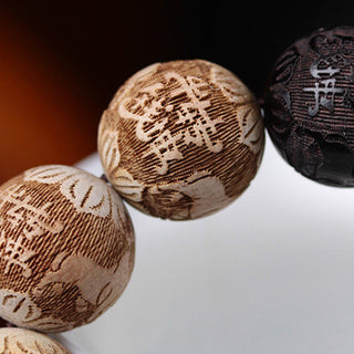 Buddha Gift Ebony Wood Camphor Wood Yin Yang Ox Engraved Peace Bracelet