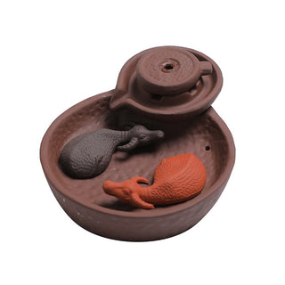 Buddha Gift Koi Fish Ox Purple Clay Ceramic Incense Stick Holder Healing Incense Burner Decoration