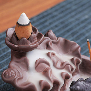 Buddha Gift Koi Fish Ox Purple Clay Ceramic Incense Stick Holder Healing Incense Burner Decoration