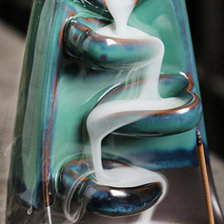 Buddha Gift Lovers Couple Embrace Love Ceramic Backflow Smoke Fountain Healing Incense Burner Decoration