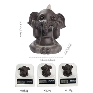 Buddha Gift Cute Elephant Purple Clay Backflow Smoke Fountain Peace Healing Incense Burner Decoration