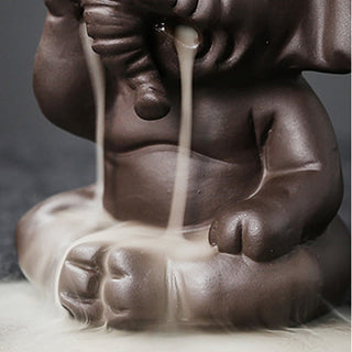 Buddha Gift Cute Elephant Purple Clay Backflow Smoke Fountain Peace Healing Incense Burner Decoration