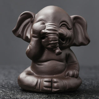 Buddha Gift Cute Elephant Purple Clay Backflow Smoke Fountain Peace Healing Incense Burner Decoration