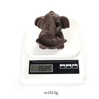 Buddha Gift Little Elephant Holding Leaf Purple Clay Backflow Smoke Fountain Healing Incense Burner Decoration