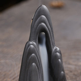 Buddha Gift Little Monk Mountains Flowing Water Purple Clay Ceramic Healing Backflow Incense Burner Decoration