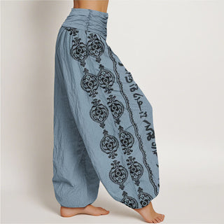 Buddha Gift Mandala Om Mani Padme Hum Women's Elastic Waist Harem Pants