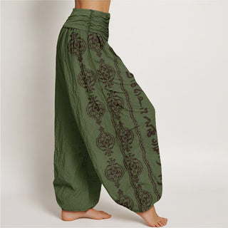 Buddha Gift Mandala Om Mani Padme Hum Women's Elastic Waist Harem Pants