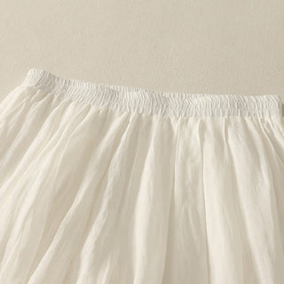 Buddha Gift 7-8 Length Elastic Waist Women's Wide Leg Cotton Linen Pants With Pockets