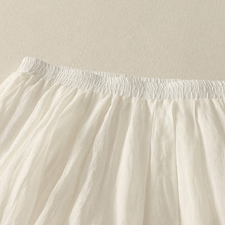 Buddha Gift 7-8 Length Elastic Waist Women's Wide Leg Cotton Linen Pants With Pockets