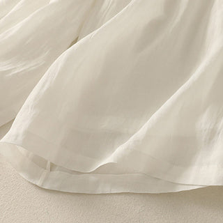 Buddha Gift 7-8 Length Elastic Waist Women's Wide Leg Cotton Linen Pants With Pockets