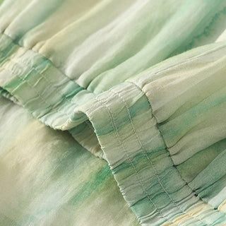 Buddha Gift 7-8 Length Elastic Waist Women's Wide Leg Cotton Linen Pants With Pockets