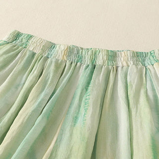 Buddha Gift 7-8 Length Elastic Waist Women's Wide Leg Cotton Linen Pants With Pockets