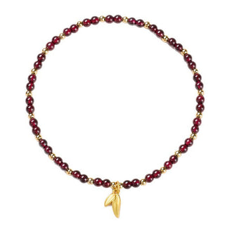 Buddha Gift Natural 4mm Garnet Copper Gold Plated Calm Anklet