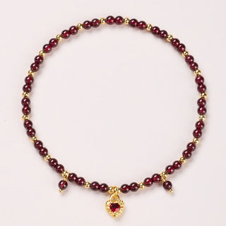 Buddha Gift Natural 4mm Garnet Copper Gold Plated Calm Anklet