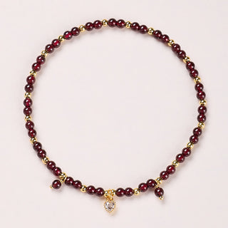 Buddha Gift Natural 4mm Garnet Copper Gold Plated Calm Anklet