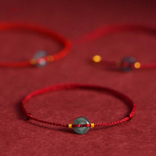 Buddha Gift Peace Buckle Copper Coins Jade Red String Connection Bracelet Anklet