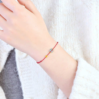 Buddha Gift Peace Buckle Copper Coins Jade Red String Connection Bracelet Anklet
